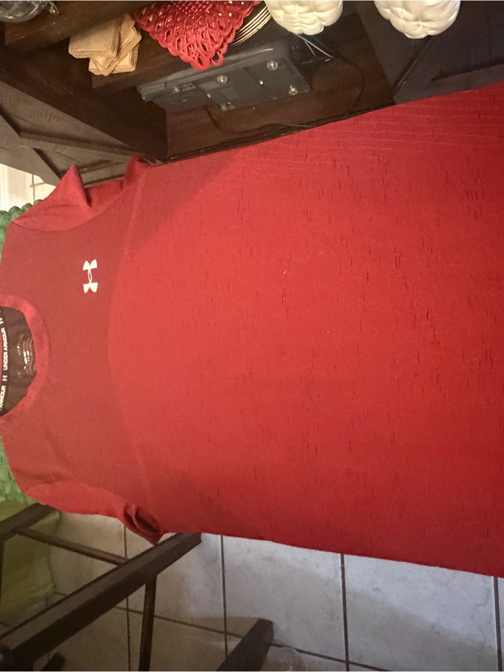 Under Armour Men’s Red Athletic T-Shirt with White Logo